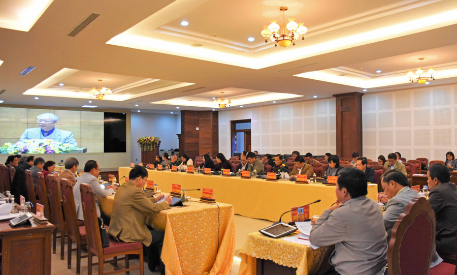 Quang cảnh hội nghị trực tuyến tại điểm cầu tỉnh Gia Lai. Ảnh Trần Dung