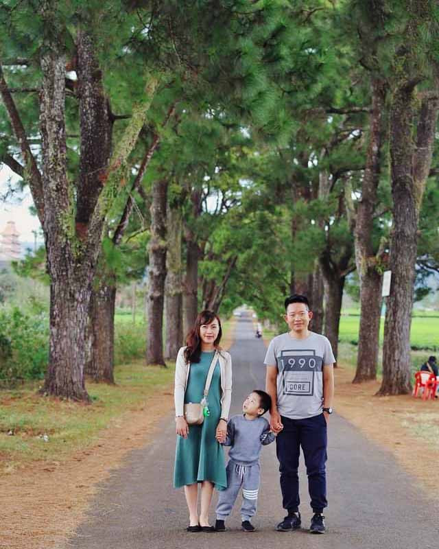 Bức ảnh do anh Bùi Văn Hùng chụp cho khách khi đưa họ đi tham quan ở Hàng thông trăm tuổi.ảnh nhân vật cung cấp