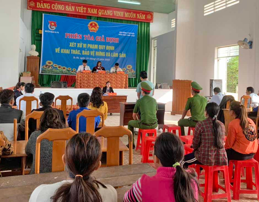 Quang cảnh phiên tòa giả định. Ảnh: Vũ Chi