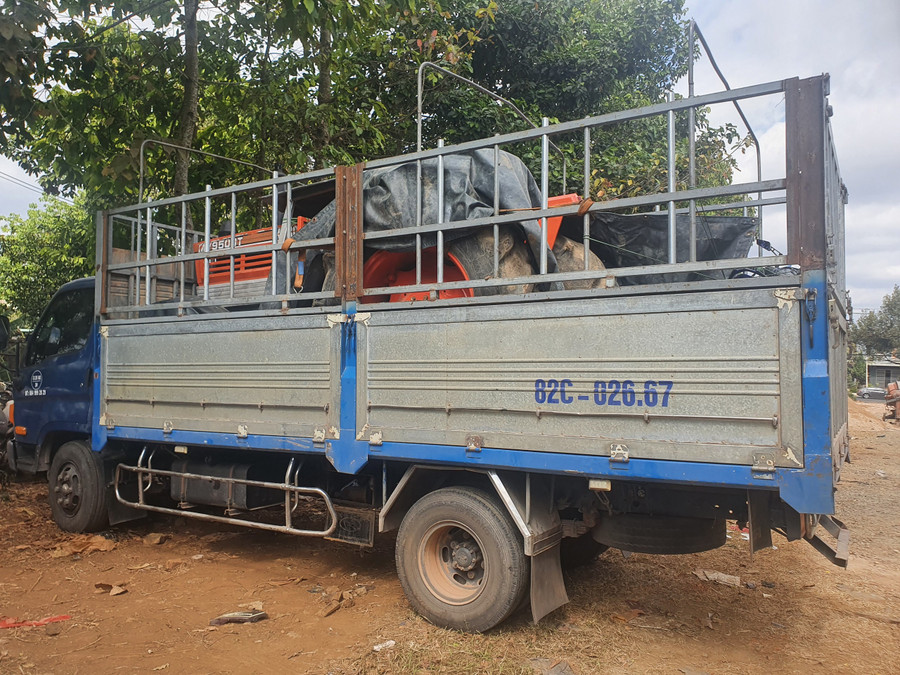 Chiếc xe tải đang dừng đèn đỏ thì xảy ra tai nạn