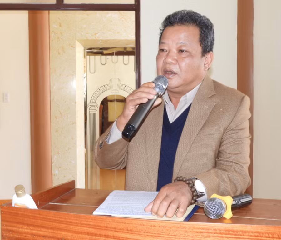 Trưởng Ban Tôn giáo tỉnh Hồ Hải Tần phát biểu tại hội nghị. Ảnh: Thanh Nhật