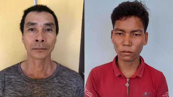 Từ trái qua: đối tượng Nguyễn Văn Dũng và Đinh Môn. Ảnh: Hữu Trường