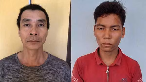 Từ trái qua: đối tượng Nguyễn Văn Dũng và Đinh Môn. Ảnh: Hữu Trường