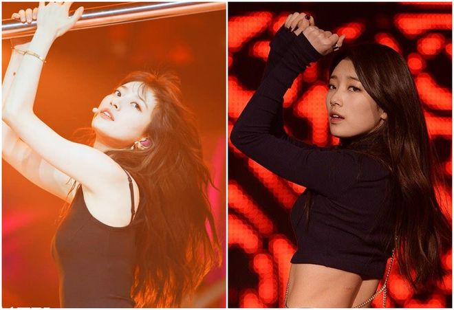 Suzy trong concert solo 'A Tempo' tối 23.1 (trái) và Suzy của 10 năm trước không có nhiều điểm khác biệt ẢNH: CẮT TỪ CLIP