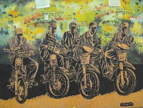 Tác phẩm “Ngày dài” của họa sĩ Võ Văn Tiếng.