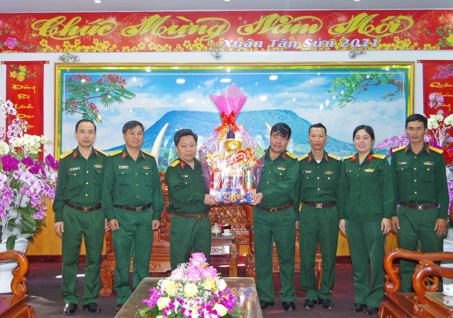 Đoàn công tác Bộ Tư lệnh Quân Đoàn 3 thăm chúc tết Bộ CHQS tỉnh Gia Lai. Ảnh: Kim Hồng