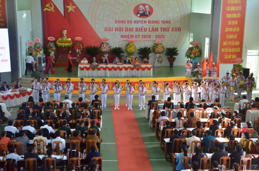 Quang cảnh Đại hội đại biểu Đảng bộ huyện Mang Yang lần thứ XVII (nhiệm kỳ 2020-2025). Ảnh: Phương Vi