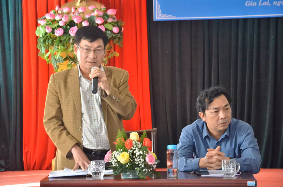 Tổng Biên tập Báo Gia Lai Huỳnh Kiên phát biểu tại hội nghị. Ảnh: Phương Linh