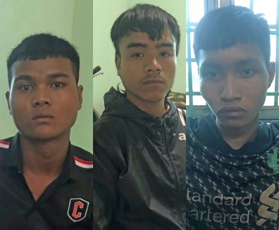 3 đối tượng Quốc, Sới, Tuấn (từ trái qua) đã bị bắt giữ. Ảnh: Văn Ngọc