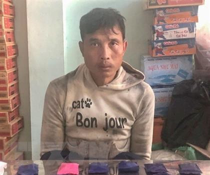 Đối tượng Lường Văn Bến và tang vật vụ án. (Ảnh: TTXVN phát) Đối tượng Lường Văn Bến và tang vật vụ án. (Ảnh: TTXVN phát)