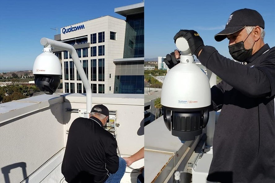 Sản phẩm Camera AI View "Make in Vietnam" đang được lắp đặt tại trụ sở của Qualcomm ở San Diego (California, Mỹ) mới đây. Ảnh: Thu Hằng Sản phẩm Camera AI View