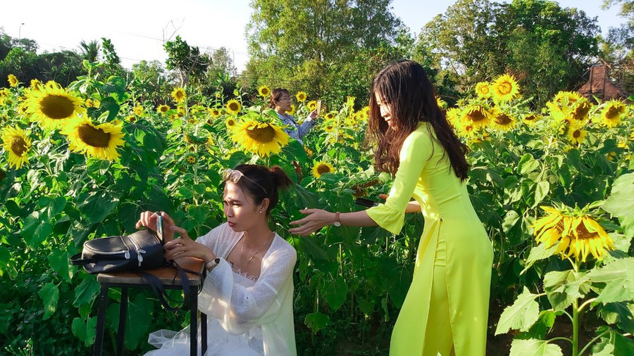  Chuẩn bị đặt máy chụp ảnh “tự sướng” -ẢNH: HOÀNG TRUNG