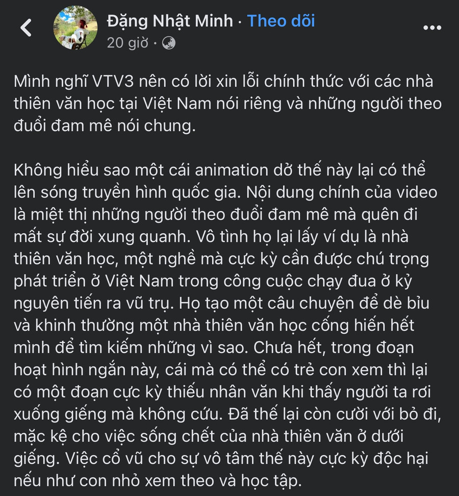 Những chia sẻ của Facebooker Đặng Nhật Minh trên mạng xã hội. Ảnh chụp màn hình