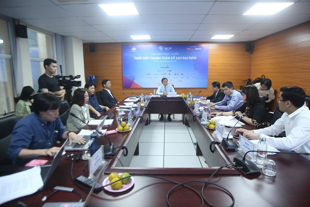  Toàn cảnh tọa đàm “Thúc đẩy thanh toán số sau đại dịch”. (Ảnh: Vietnam+)