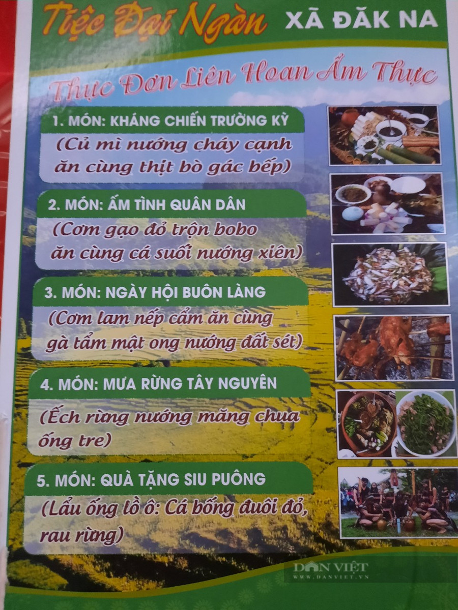 Thực đơn tham gia liên hoan ẩm thức của xã Đắk Na (huyện Tu Mơ Rông). Ảnh: H.L