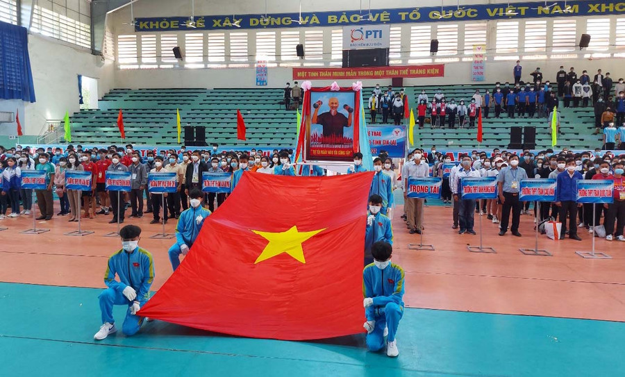 Đại hội TDTT ngành GD-ĐT tỉnh Gia Lai quy tụ 1.060 vận động viên tham gia tranh tài ở 14 môn. Ảnh: Thiên Di Đại hội quy tụ 1.060 VĐV tham gia tranh tài ở 14 môn. Ảnh: Thiên Di