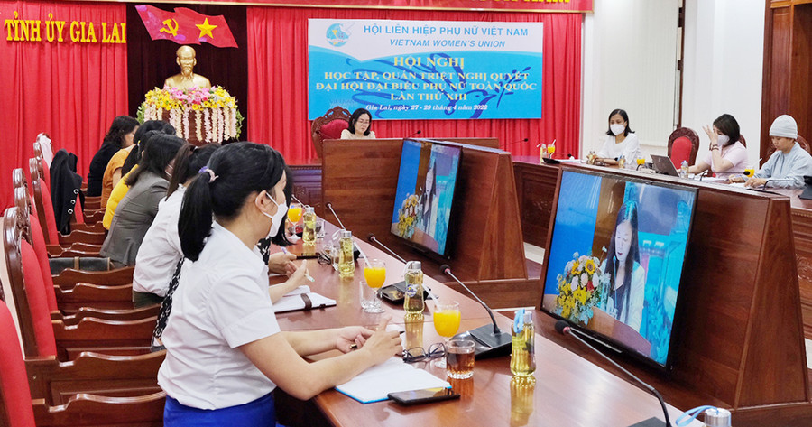  Quang cảnh hội nghị tại điểm cầu Gia Lai. Ảnh: Minh Châu