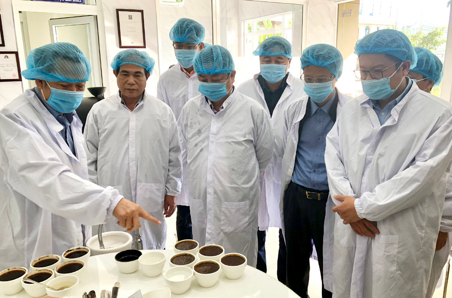 Đoàn công tác Bộ Nông nghiệp và PTNT và lãnh đạo UBND tỉnh thăm Công ty TNHH Vĩnh Hiệp. Ảnh: Lê Nam Đoàn công tác Bộ Nông nghiệp và PTNT và lãnh đạo UBND tỉnh thăm Công ty TNHH Vĩnh Hiệp. Ảnh: Lê Nam