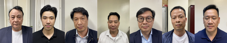 7 bị can trong vụ lừa đảo tại Tập đoàn Tân Hoàng Minh (từ trái sang): Đỗ Anh Dũng, Đỗ Hoàng Việt, Nguyễn Mạnh Hùng, Trần Hồng Sơn, Nguyễn Khoa Đức, Phùng Thế Tính, Lê Văn Thịnh. Ảnh:Bộ Công an cung cấp - TTXVN  7 bị can trong vụ lừa đảo tại Tập đoàn Tân Hoàng Minh (từ trái sang): Đỗ Anh Dũng, Đỗ Hoàng Việt, Nguyễn Mạnh Hùng, Trần Hồng Sơn, Nguyễn Khoa Đức, Phùng Thế Tính, Lê Văn Thịnh. Ảnh:Bộ Công an cung cấp - TTXVN