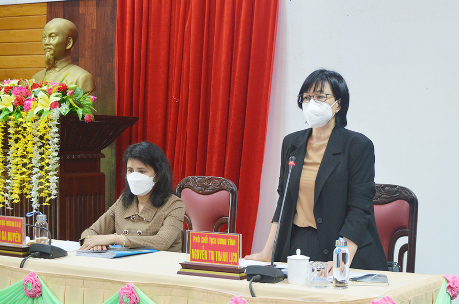 PCT Nguyễn Thị Thanh Lịch phát biểu tại Hội nghị. Ảnh: Anh Huy