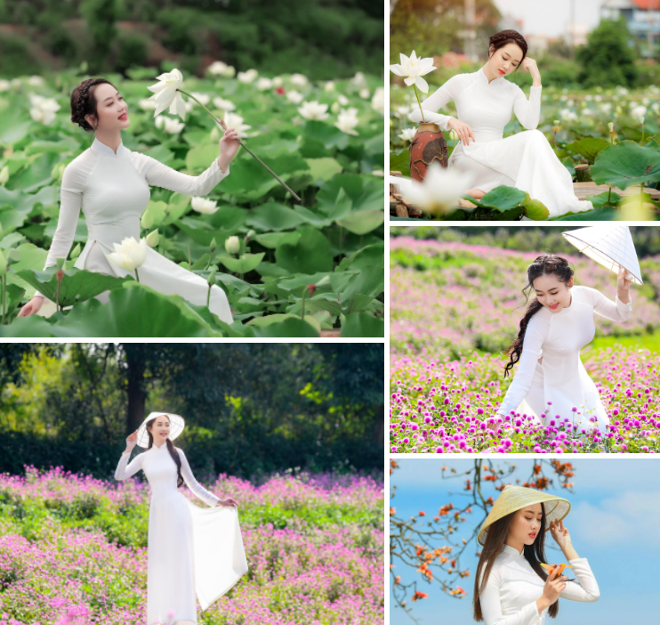 Thí sinh Miss World Vietnam 2022 trong những bộ áo dài trắng tinh khôi.