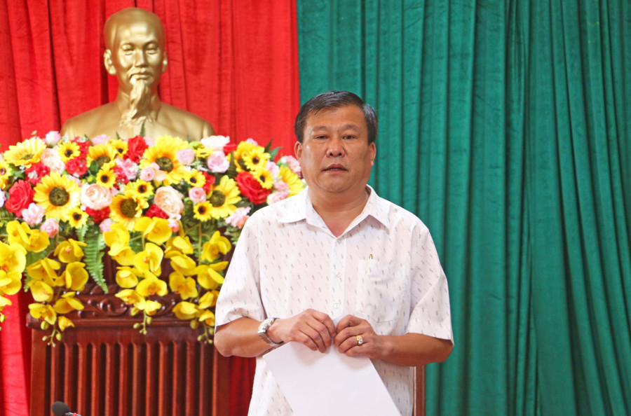 Trưởng ban Pháp chế HĐND tỉnh Thái Thanh Bình phát biểu tại buổi làm việc. Ảnh: Quang Tấn