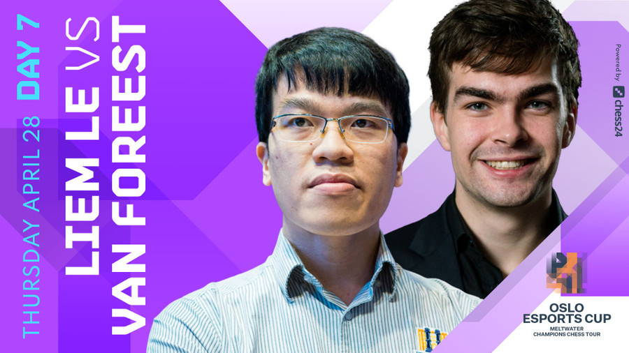 Lê Quang Liêm (trái) đoạt á quân Oslo Esports Cup cờ vua. Ảnh: CHESS24