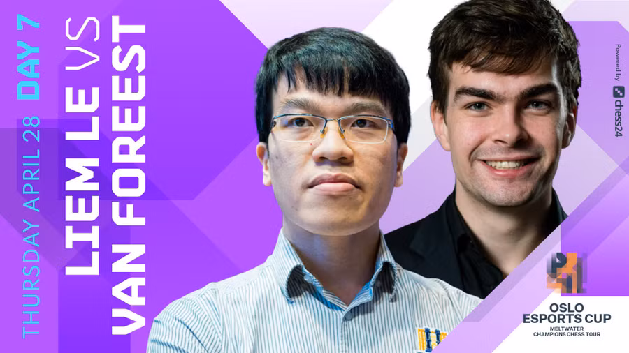 Lê Quang Liêm (trái) đoạt á quân Oslo Esports Cup cờ vua. Ảnh: CHESS24