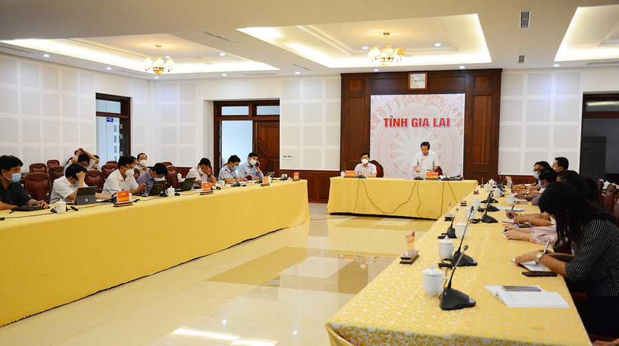 Phó Chủ tịch Thường trực UBND tỉnh Đỗ Tiến Đông phát biểu tham luận tại hội nghị. Ảnh: Minh Nguyễn