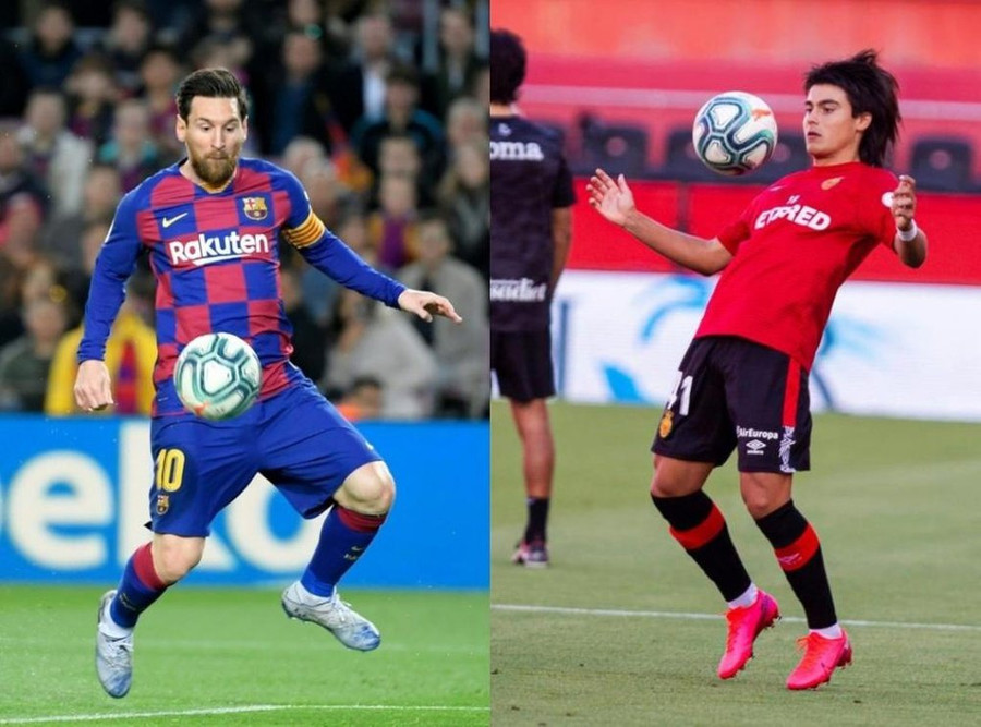 Rất nhiều điểm tương đồng giữa Lionel Messi và Luka Romero. Ảnh: AFP Rất nhiều điểm tương đồng giữa Lionel Messi và Luka Romero. Ảnh: AFP