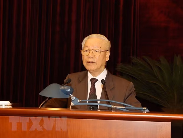 Tổng Bí thư Nguyễn Phú Trọng phát biểu chỉ đạo hội nghị. (Ảnh: Trí Dũng/TTXVN)