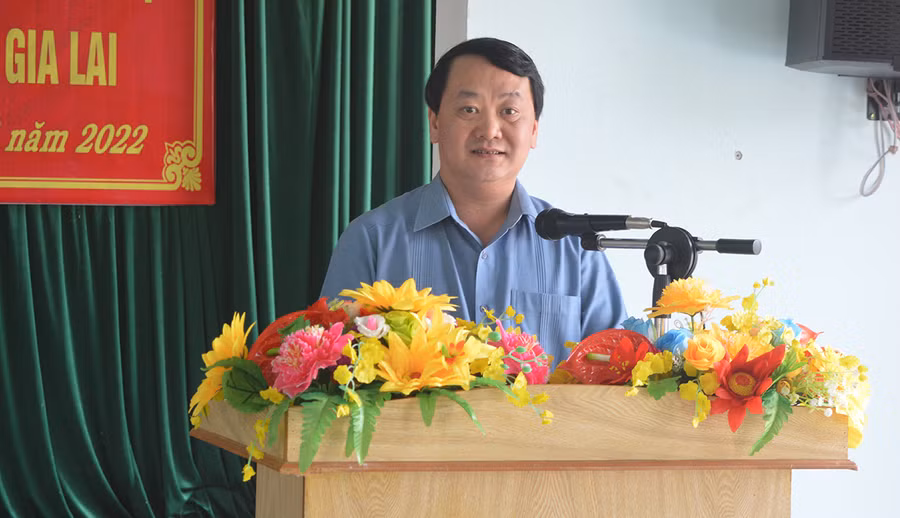 Bộ trưởng, Chủ nhiệm Ủy ban Dân tộc phát biểu tại buổi làm việc với cấp ủy, chính quyền xã Ia Mơr. Ảnh: Anh Huy