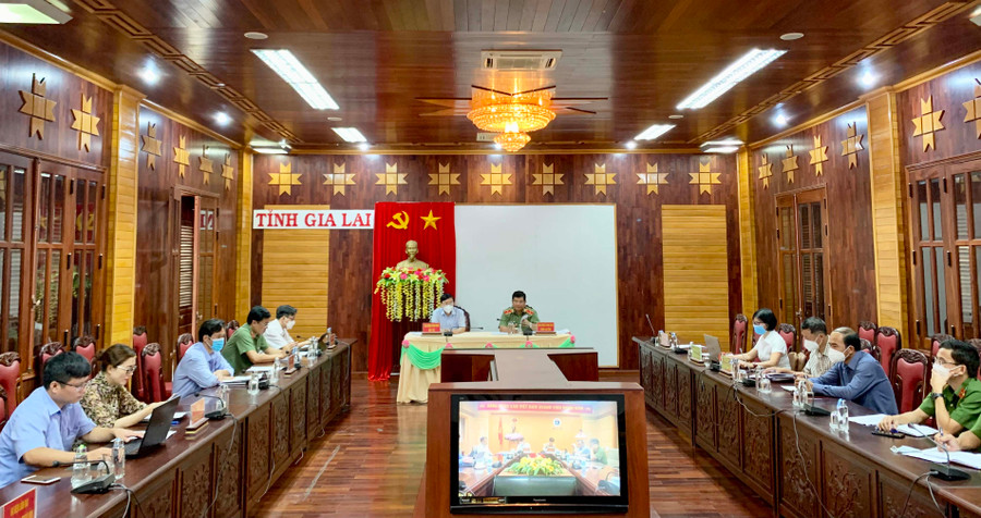 Quang cảnh hội nghị trực tuyến tại điểm cầu Gia Lai. Ảnh: Như Nguyện