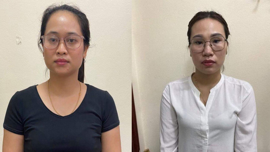 Nguyễn Thị Loan (trái) và Vũ Thị Oanh. Ảnh: Xuân Yến