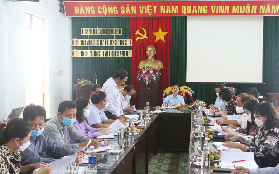Quang cảnh buổi giám sát tại Công ty TNHH một thành viên Khai thác công trình thủy lợi Gia Lai. Ảnh: Quang Tấn