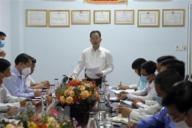 Bí thư Thành ủy Đà Nẵng Nguyễn Văn Quảng phát biểu tại buổi làm việc. Ảnh: Trần Lê Lâm/TTXVN