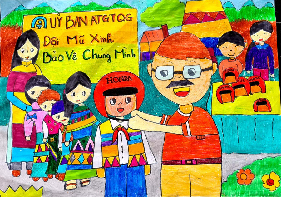Tác phẩm của em Đinh Tâm Như (lớp 5/8, Trường Tiểu học Nguyễn Văn Trỗi, TP. Pleiku) đạt giải nhất cuộc thi. 