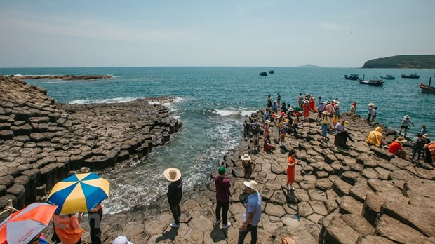 Gành Đá Đĩa, Phú Yên, hấp dẫn du khách. Ảnh: Minh Sơn/Vietnam+