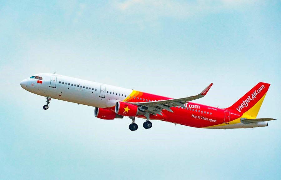 Máy bay của hãng hàng không Vietjet Air. Ảnh: CTV/Vietnam+