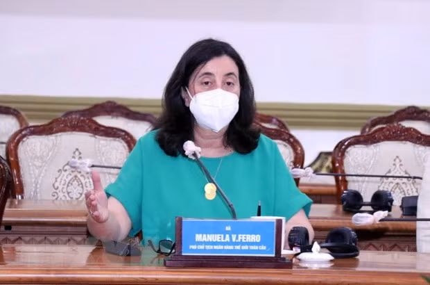 Bà Manuel V.Ferro, Phó Chủ tịch World Bank phát biểu tại buổi tiếp. (Ảnh: Xuân Khu/TTXVN)