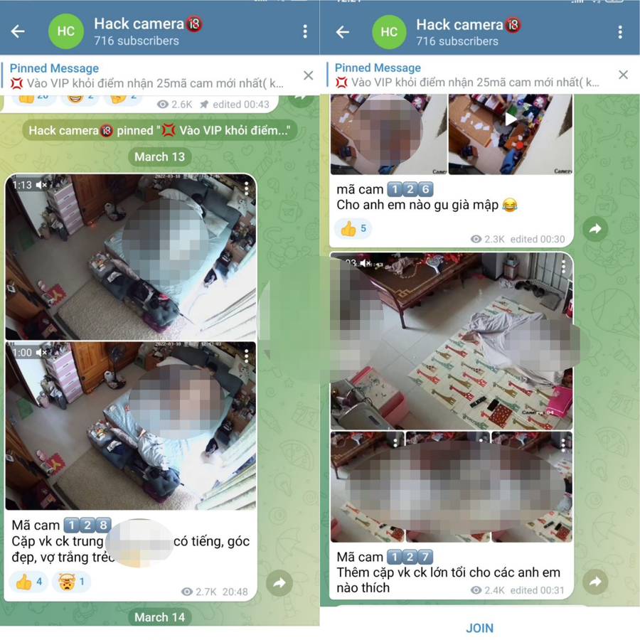  Các clip nhạy cảm được hack từ camera gia đình được đăng trong các nhóm công khai
