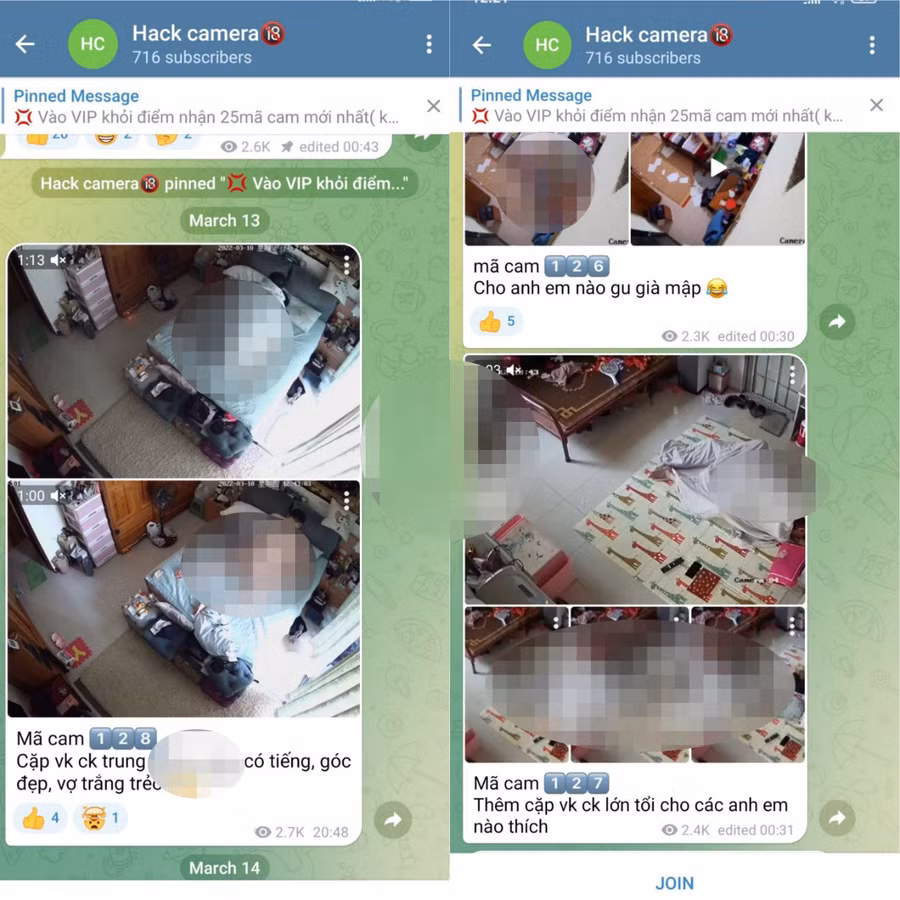  Các clip nhạy cảm được hack từ camera gia đình được đăng trong các nhóm công khai