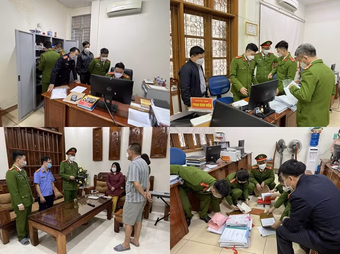 Lực lượng chức năng khám xét nhà, nơi làm việc của các đối tượng liên quan - Ảnh: Công an cung cấp Lực lượng chức năng khám xét nhà, nơi làm việc của các đối tượng liên quan - Ảnh: Công an cung cấp