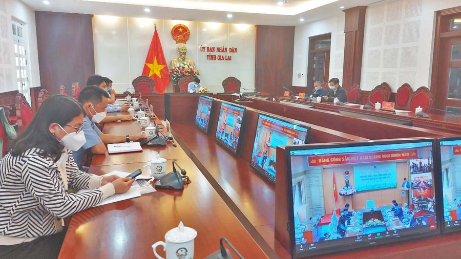 Quang cảnh hội nghị tại điểm cầu Gia Lai. Ảnh: Thiên Di