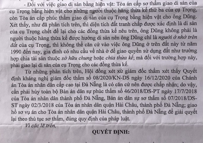Vị trí lô đất và quyết định giám đốc thẩm của TAND Cấp cao tại TP Đà Nẵng. Vị trí lô đất và quyết định giám đốc thẩm của TAND Cấp cao tại TP Đà Nẵng