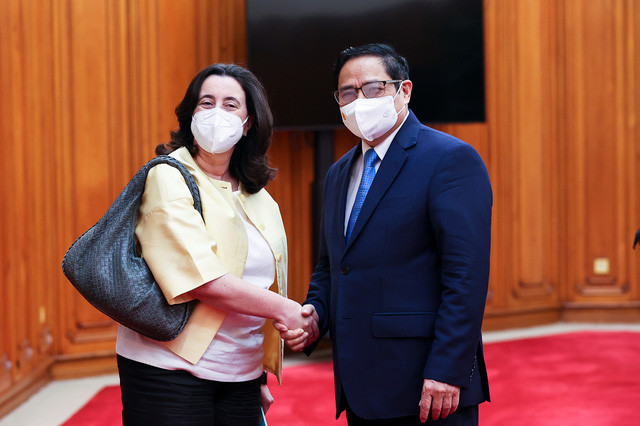 Thủ tướng Phạm Minh Chính và bà Manuela V. Ferro, Phó Chủ tịch WB phụ trách khu vực Đông Á và Thái Bình Dương - Ảnh: VGP/Nhật Bắc Thủ tướng Phạm Minh Chính và bà Manuela V. Ferro, Phó Chủ tịch WB phụ trách khu vực Đông Á và Thái Bình Dương - Ảnh: VGP/Nhật Bắc