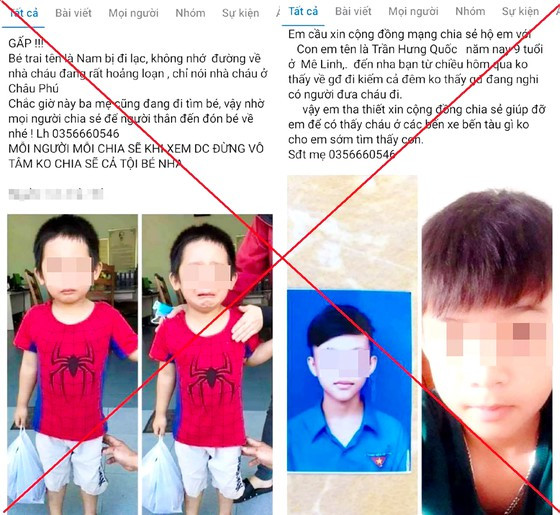 Nhiều thông tin, hình ảnh trẻ em đi lạc được các đối tượng bịa đặt, dựng chuyện để tăng tương tác. Nhiều thông tin, hình ảnh trẻ em đi lạc được các đối tượng bịa đặt, dựng chuyện để tăng tương tác