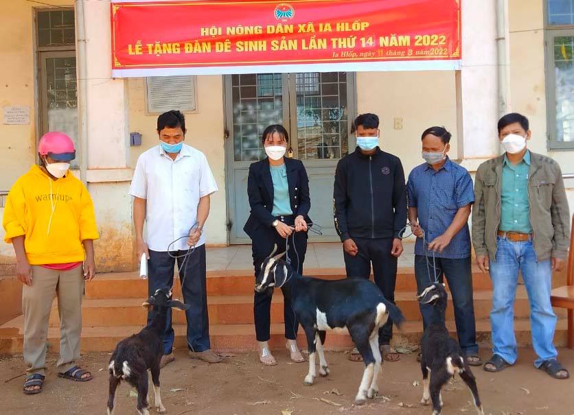 Lễ trao tặng đàn dê sinh sản cho hội viên nghèo. Ảnh: Anh Quân