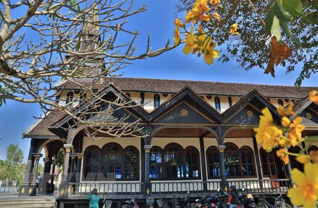 Nhà thờ là công trình kiệt tác bằng gỗ mang phong cách Basilica duy nhất còn lại trên thế giới. Ảnh: Thành Đạt/TTXVN