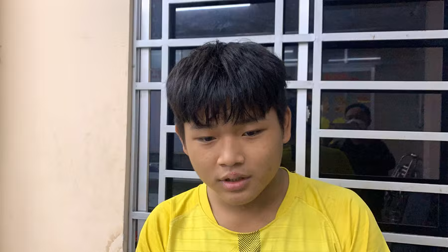 Tâm tại cơ quan công an. Ảnh: CHÍ THẠCH